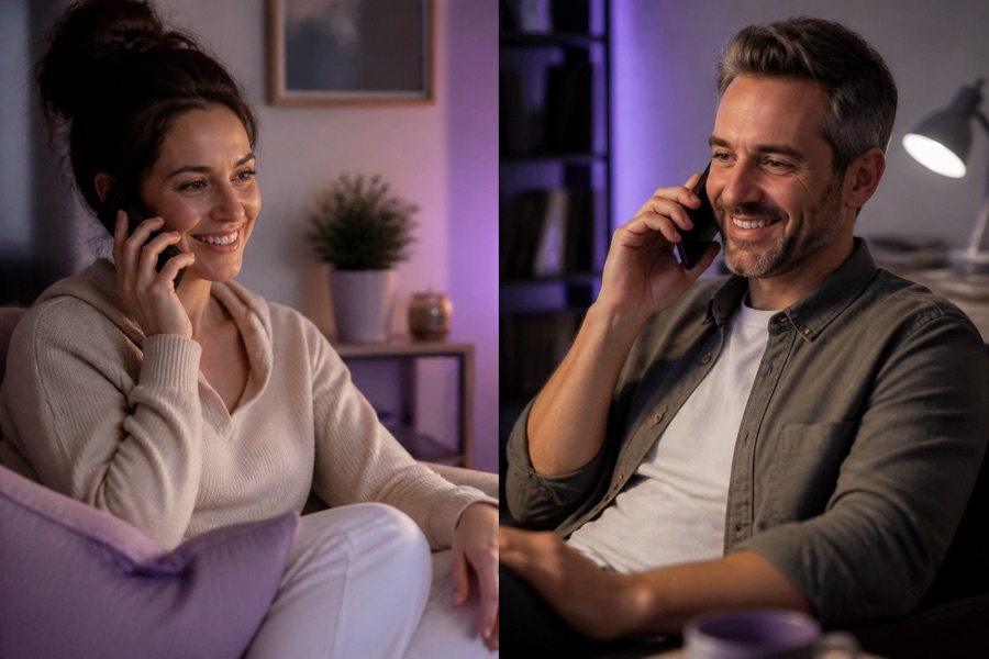 Two adults enjoying a mutually chosen private conversation