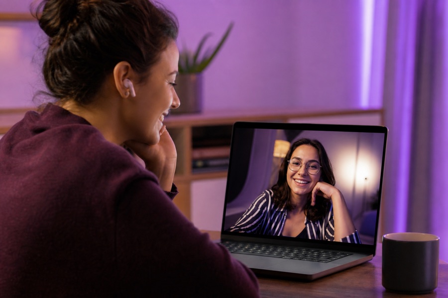 Two women enjoying a live video conversation