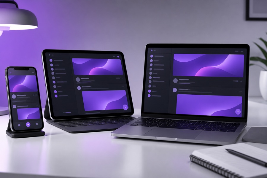 The same social experience across phone, tablet and laptop