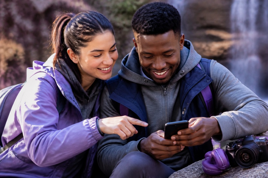 Two people connecting through shared interests