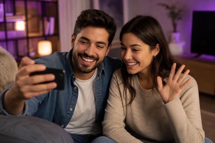 Young adults enjoying a friendly video call